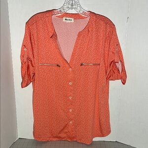 Blue Rose Women's Coral Button-Up Blouse